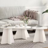 vidaXL Set kavno mizico 3 pcs Bela 49 x 49 x 30 cm Masivno borovo les | Shoptok.si