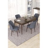 Hanah home trpezarijski set Nef, sto na razvlačenje i 4 stolice, ploča u dekoru drveta Baroque, dimno siva tkanina Jerry | Eponuda.com