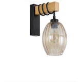 Brilagi Zidna svetiljka WOOD GLASS 1xE27/60W/230V borovina/crna/zadimljeno bež | Eponuda.com
