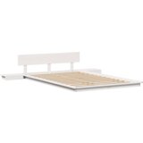 vidaXL Posteljni okvir z nočnimi omaricami Bela 120x200cm Trden les | Shoptok.si
