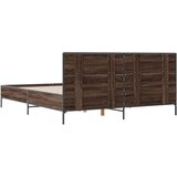  Posteljni okvir rjav hrast 120x190 cm inženirski les in kovina | Shoptok.si