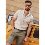 Ombre Men's short sleeve shirt with Cuban collar - cream | Shoptok.si
