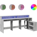 Maison Chic Pisalna miza - pisarniška miza - Računalniška miza z LED lučkami betonsko siva 200x104x91 cm inž. les, (21785563) | Shoptok.si