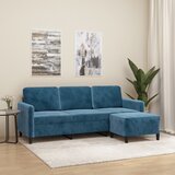 vidaXL trosed s stolčkom za noge moder 180 cm žamet | Shoptok.si
