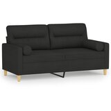 Maison Chic kavč - Sofa - Kanape dvosed z blazinami črn 140 cm blago, (21727270) | Shoptok.si