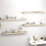 vidaXL Stenske police 4 kosi barva hrasta 120x23,5x3,8 cm MDF Cene
