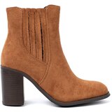 Shelvt Caramel ankle boots on a heel made of ecological suede | Shoptok.si