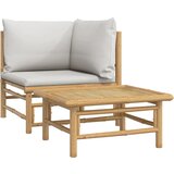Maison Chic Seti vrtnega pohištva - Vrtna garnitura - Vrtni pohištvo set in svetlo sive blazine 2-delna bambus, (21797735) | Shoptok.si