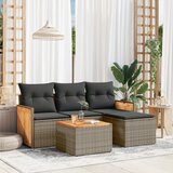 Maison Chic Seti vrtnega pohištva - Vrtna garnitura - Vrtni pohištvo set 5-delna z blazinami siv poli ratan, (21815170) | Shoptok.si