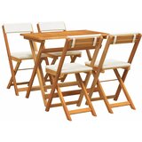 Bistro set s jastukom 5 pcs Prirodna nafta Čvrsto drvo akacije | Eponuda.com
