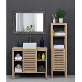 AAZZKANG stensko ogledalo z lesenim okvirjem 50 × 40 cm | Shoptok.si