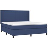  Box spring postelja z vzmetnico LED modra 160x200 cm blago | Shoptok.si