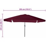  Vrtni suncobran Bordeaux Crvena 394 x 394 x 248 cm | shoptok.hr