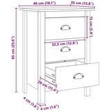  Nočna omarica s predalom HILL Medeno rjava 46 x 35 x 65 cm, (5000209996) | Shoptok.si