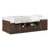 vidaXL Dnevna postelja s predali rjavi hrast 75x190 cm inženirski les
