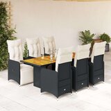 vidaXL 7-dijelni vrtni bistro set od poliratana s jastucima crni | shoptok.hr
