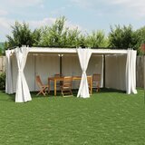 vidaXL Sjenica sa zavjesama 6 x 3 m krem čelična cijene