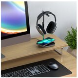 Satechi stojalo za slušalke 2-V-1 z brezžičnim polnilnikom USB-C s kablom; brez adapterja, astro siva | Shoptok.si