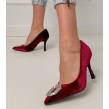  Burgundy stiletto pumps with rhinestones Eleda | ePonuda.com