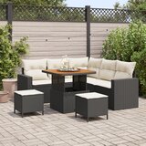 8 Dijelni Set Vrtnih Sofas s Jastučićima Crni Poli Ratan Akacija Cijene