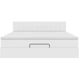 vidaXL Otomanski posteljni okvir z vzmetnico bel 180x200 cm um. usnje | Shoptok.si