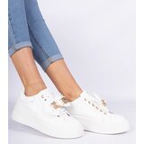 Gemre White sneakers decorated with a bow and a golden teddy bear Karinka | Shoptok.si
