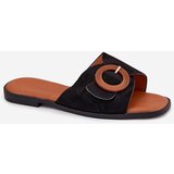 Boto Womens Slippers On Flat Heel With Buckle Black Lanoni | Shoptok.si