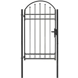 vidaXL vrata za ograjo zaobljena jeklo 100x175 cm črna | Shoptok.si