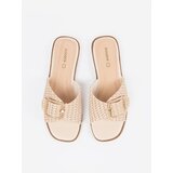 GOODIN Beige and white checkered flip-flops with buckle | Shoptok.si