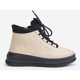 ARTIKER Lightweight Leather Sports Shoes On Platform Beige | Shoptok.si