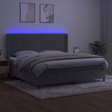  box spring s madracem LED svjetlosivi 200x200 cm baršun | shoptok.hr