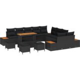 vidaXL 14-dijelni set vrtne sofe s jastučićima crni poli ratan akacija | shoptok.hr