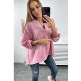 Kesi Cotton blouse with rolled up sleeves in light pink color | shoptok.hr