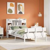  Krevet s regalom z knjige bez madraca bijeli 135x190cm borovina | shoptok.hr