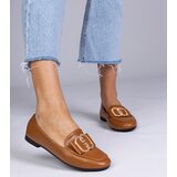 Gemre Brown women's loafers with gold ornament Frada | Shoptok.si