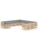 vidaXL Vrtna sedežna garnitura 12-delna z blazinami trdna borovina, (20703953) | Shoptok.si