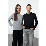 Trendyol Black-Grey 2 Pack 100% Cotton Crew Neck Regular/Normal Cut Knitted T-Shirt