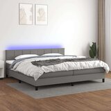  Box spring postelja z vzmetnico LED temno siva 200x200 cm blago, (20789237) Cene