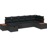 vidaXL Set od 7 komada vrtnih kauča s jastucima u crnom poliratan | shoptok.hr