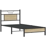 vidaXL Posteljni okvir brez vzmetnice hrast 80x200 cm inženirski les Cene