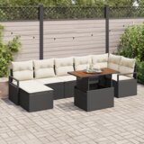 vidaXL Set vrtne sofe od 8 dijelova s jastučićima crni Poli Ratan | shoptok.hr