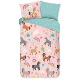 Good Morning Ružičasta/tirkizna pamučna dječja posteljina za krevet za jednu osobu/za produženi krevet 140x220 cm Horses – | shoptok.hr