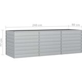 vidaXL Visoka greda 240x80x77 cm pocinkano jeklo srebrna | Shoptok.si