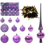 vidaXL Set božičnih okraskov med 150 LED 61 pcs Lila Plastika | Shoptok.si