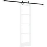 vidaXL Drsna vrata z kompleti pribora bela 61x198.5 cm masiven les bor, Notranja vrata z steklom "ORKDAL" bela 61x198.5x4 cm | Shoptok.si