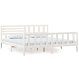  Posteljni okvir bel iz trdnega lesa 200x200 cm, (20643389) | Shoptok.si