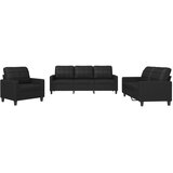  3-dijelni set sofa s jastucima crna od umjetne kože | shoptok.hr