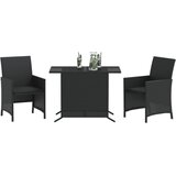  3-dijelni bistro set s jastucima crni od poliratana | shoptok.hr