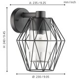 Eglo Canove vanjska zidna/1, e27, čelik/crna/staklo | shoptok.hr