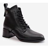 VINCEZA Lace Up Women's Heeled Boots Made Of Natural Leather Insulated Black 91110 | Shoptok.si